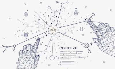 Wall Mural - innovations systems connecting people and robots devices. future technologies in automatics cyborg s
