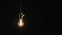 Flickering Vintage Light Bulb In The Dark