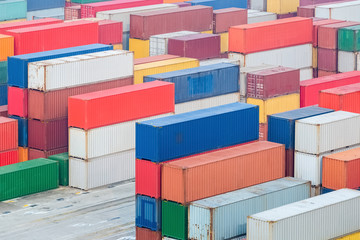 Poster - colorful containers in freight station