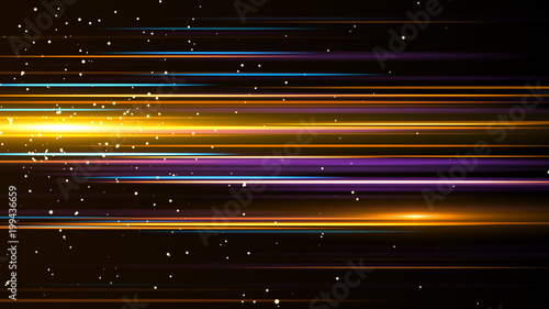 Платно  Light and stripes moving fast over dark background.