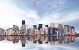 Fototapeta Łazienka - Manhattan Cityscape with Reflection in Water