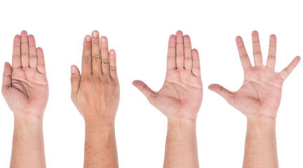 Male hand showing five fingers