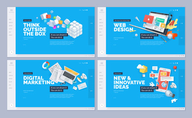 set of website template designs. modern vector illustration concepts of web page design for website 