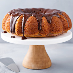 Wall Mural - Vanilla bundt cake with chocolate glaze