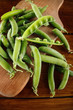 © dyageleva - Fresh Green peas. Top view. Pea on wooden background