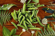 © dyageleva - Fresh Green peas. Top view. Pea on wooden background