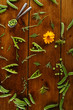 © dyageleva - Fresh Green peas. Top view. Pea on wooden background
