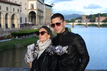 Wall Mural - Couple in Florence - Italy .