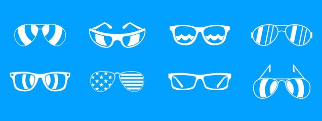 Wall Mural - Sun glasses icon blue set vector