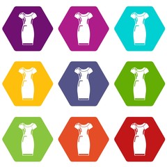 Poster - Dress icons set 9 vector