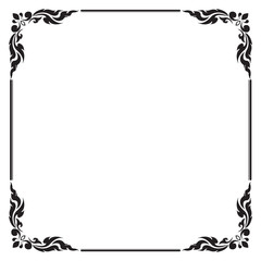 Wall Mural - Decorative frame and border, Square frame, Black and white, Thai pattern, Vector illustration