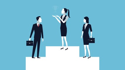 Wall Mural - successful business people in podium avatars animation illustration design