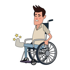 Sticker - Man on wheelchair cartoon vector illustration graphic design