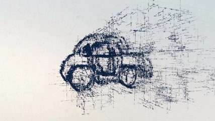 Wall Mural - Car logo, a design consisting of a code of numbers and a symbol. Abstract car icon in computer cyber network on a light background