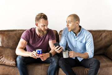 Wall Mural - White man talking together