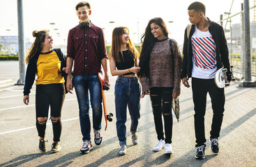 Group of school friends outdoors lifestyle