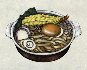 Canvas Print - Hand drawn udon Japanese cuisine