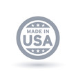 © JoelMasson - Made in USA icon in circle outline. American quality product symbol. Manufactured in the United States sign. Vector illustration.