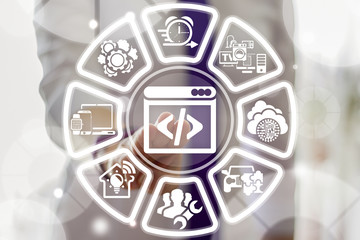 Wall Mural - open source code seo web optimization and development. coding programming internet business concept.