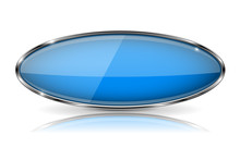 Blue Oval Button With Chrome Frame