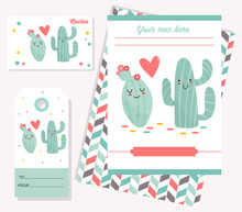 Party Invitation Template With Funny Cactus
