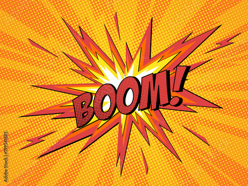 Fotografie, Obraz Boom comic speech bubble cartoon lightning blast.