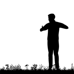 Sticker - isolated silhouette man in the nature