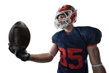 Wall Mural - Isolated American football player in white background