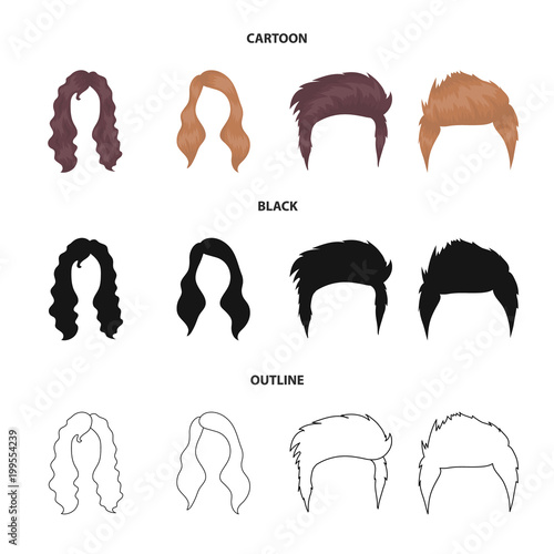 Mustache And Beard Hairstyles Cartoon Black Outline Icons