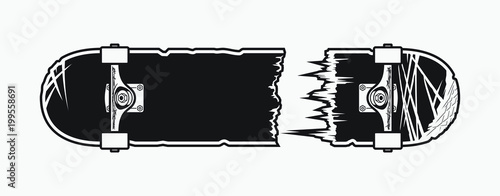 Cuadros en Lienzo Monochrome broken skateboard design. Vector illustration.