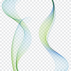 Wall Mural - Bright green blue speed abstract lines flow minimalistic fresh swoosh seasonal spring wave transition divider editable template. Vector illustration