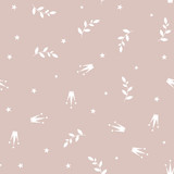 Fototapeta Dinusie - Princess Crown. Seamless repeating pattern. Diadem princess isolated on pink background.