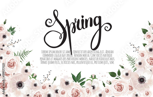 Spring flowers bouquet for vintage card. Vector illustration