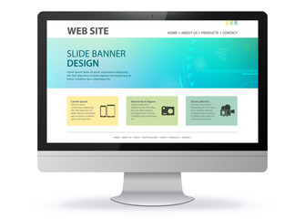 Wall Mural - responsive web site design with computer screen