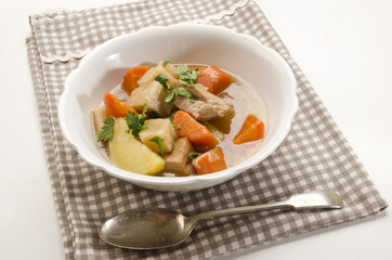 Wall Mural - delicious home made irish stew in a white bowl