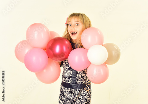 Birthday Happiness Childhood Look Small Girl Child With Party