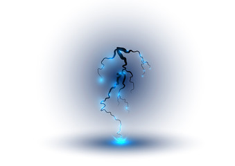 Wall Mural - blue lightning on white background