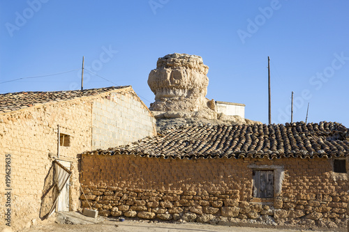 antique houses made of clay and the tower (castle) at Aguilar de Montuenga villa Poster