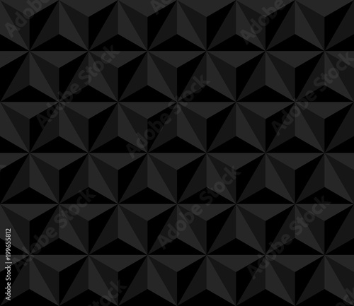 Mata magnetyczna dark pyramid. vector seamless pattern with triangles. black geometric background. visual illusion