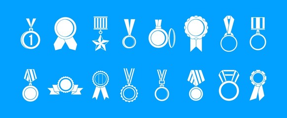 Wall Mural - Medal icon blue set vector