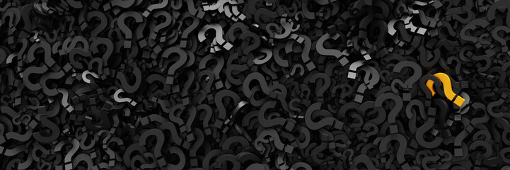 Wall Mural - infinite question marks with a distinct one, original 3d rendering illustration