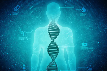 Wall Mural - 3d render of dna structure, abstract background