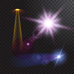 Wall Mural - vector light sources, concert lighting, stage spotlights set. concert spotlight with beam, illuminat