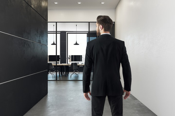 Poster - Businessman in coworking office interior