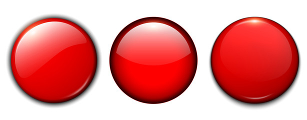 Poster - Red shiny buttons set, vector badges.