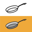 Frying pan logo. Cooking iron pan sign.