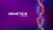 Abstract fututristic dna helix structure. Genetics biology science background. Future dna technology.