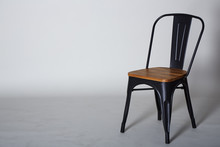 Steel With Wood Chair On Grey