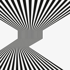 Poster - Black and white mobious wave stripe optical abstract design. optical effect mobius wave stripe design movement