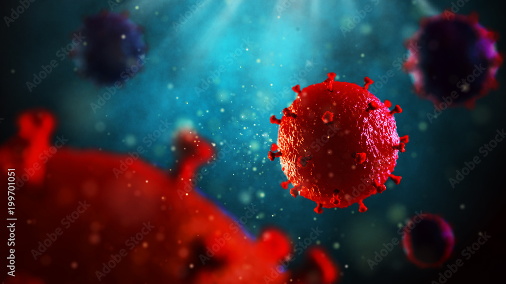 3d illustration of HIV virus. Medical concept - obrazy, fototapety, plakaty 